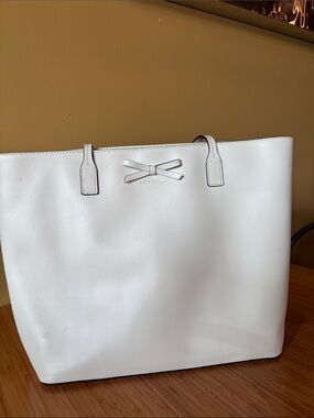 kate spade White Leather Bow-Accent Tote